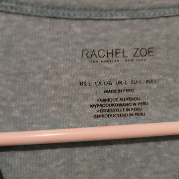 NWT Rachel Zoe Turquoise Aqua Blue White Round Neck Activewear Shirt Top Blouse - Picture 4 of 7